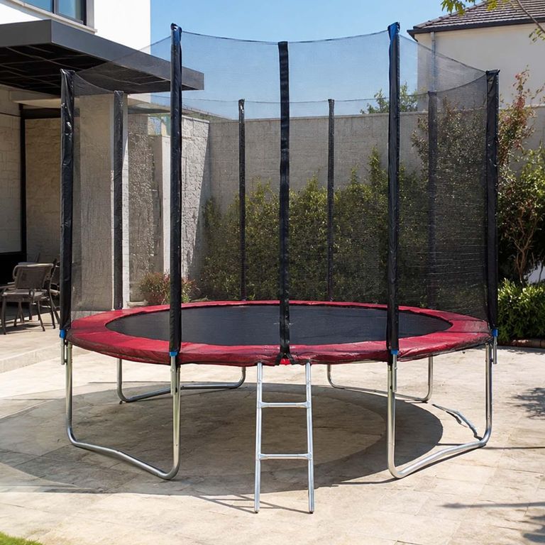 KIDSCOOL Cama Elastica Roja 12 Pies con Escalera