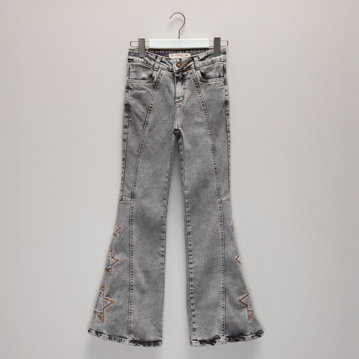 CACAO - Jeans Flare Algodón Niña Gris Cacao