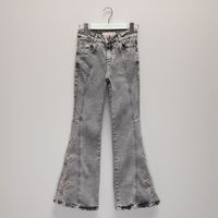Jeans Flare Algodón Niña Gris