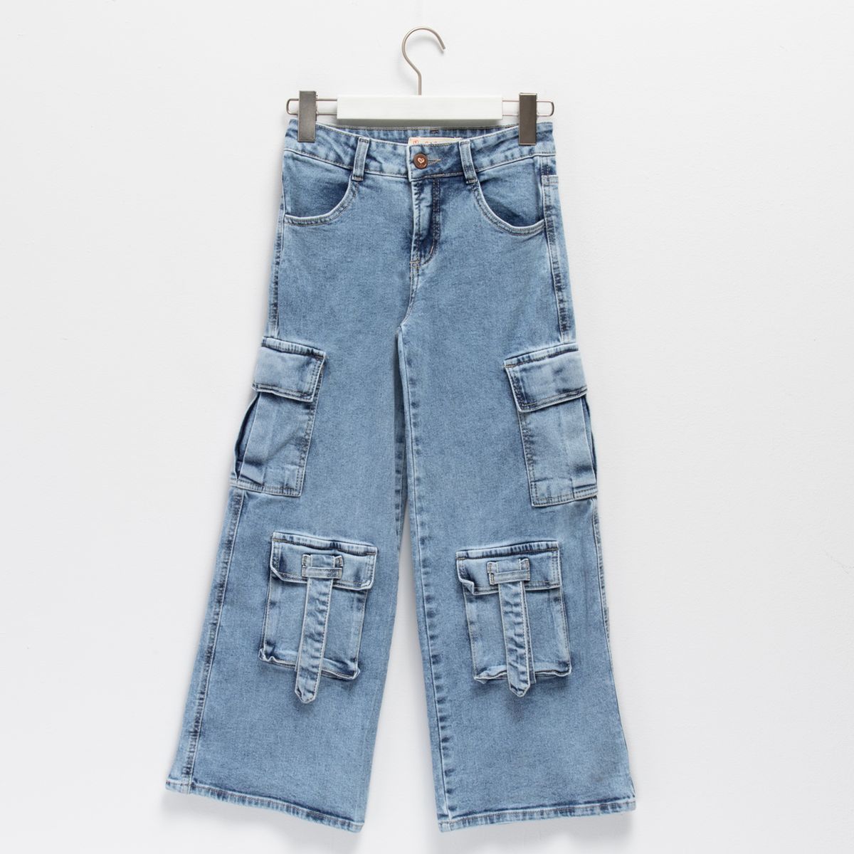 CACAO - Jeans Cargo Algodón Niña Azul Cacao