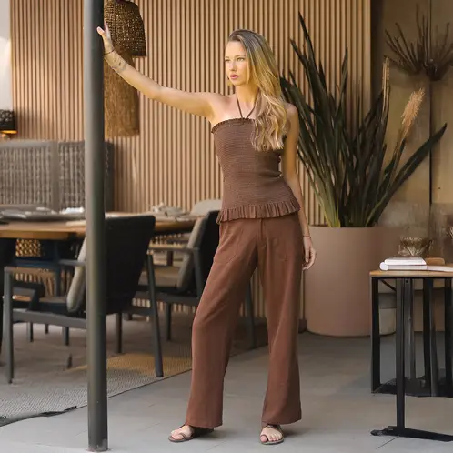 CALEDONIA - Pantalón Tiro Medio Mujer