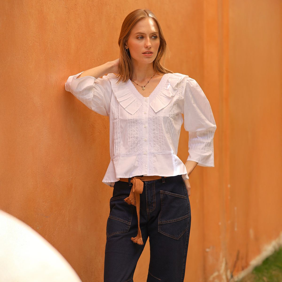 CALEDONIA LABEL - Blusa Manga Larga Algodón Mujer Caledonia