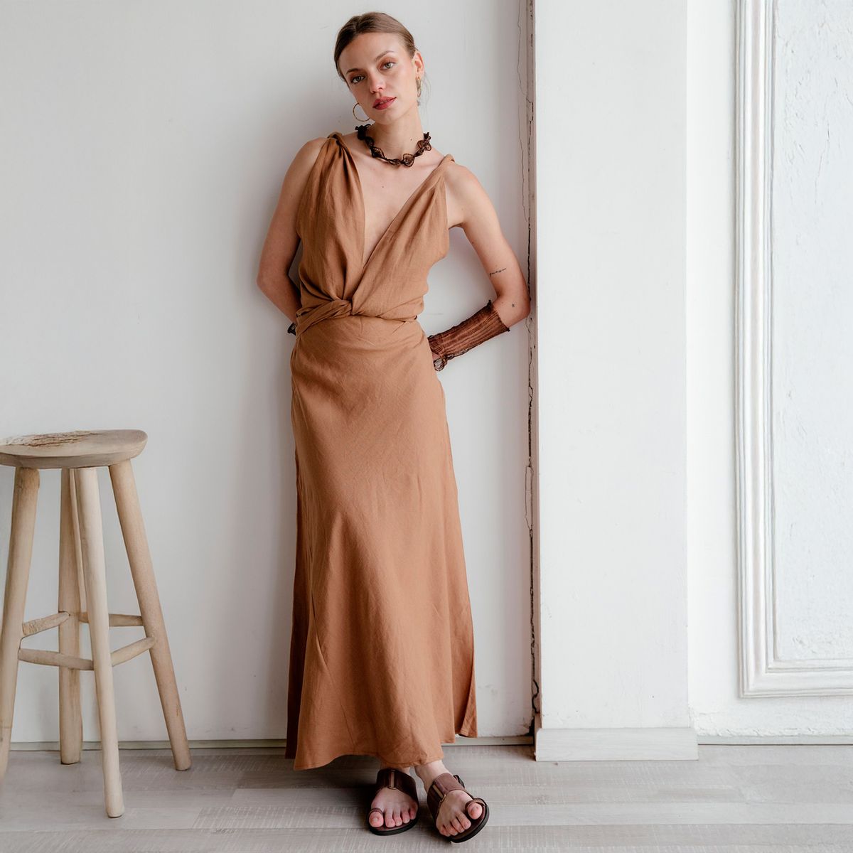 ADEU - Falda Maxi Lino Mujer Adeu