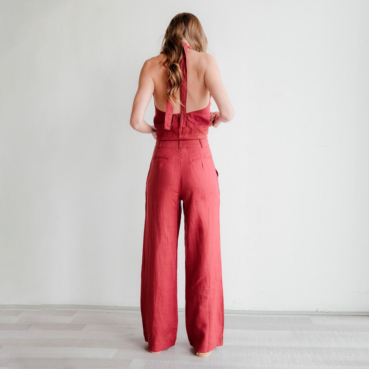 ADEU - Pantalones Tiro Medio Lino Mujer Adeu