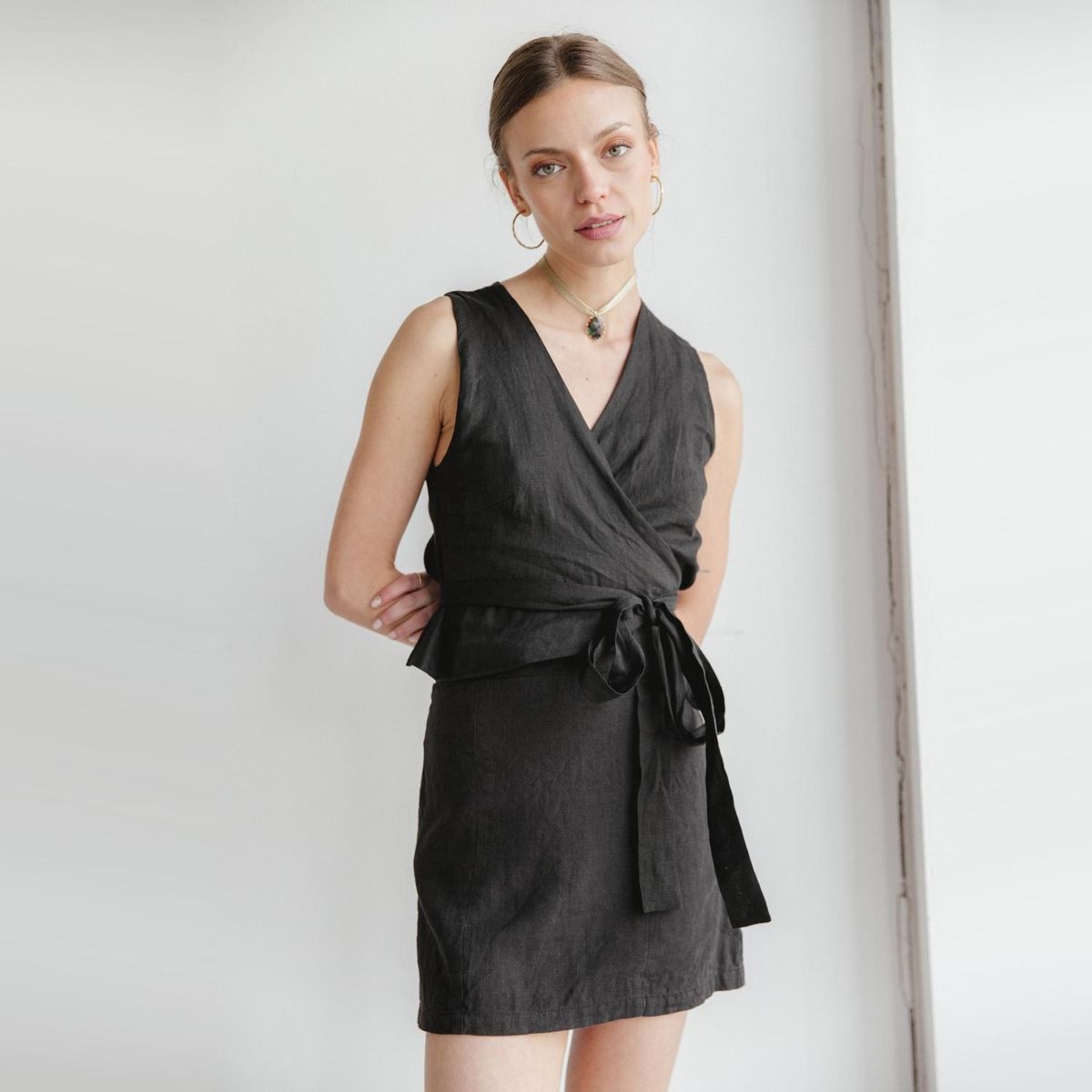 ADEU - Falda Mini Lino Mujer Adeu