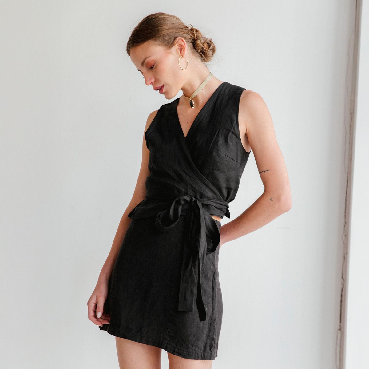 ADEU - Falda Mini Lino Mujer Adeu