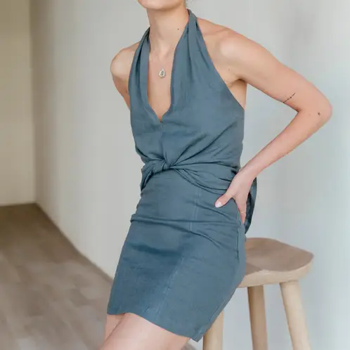 ADEU - Falda Mini Lino Mujer