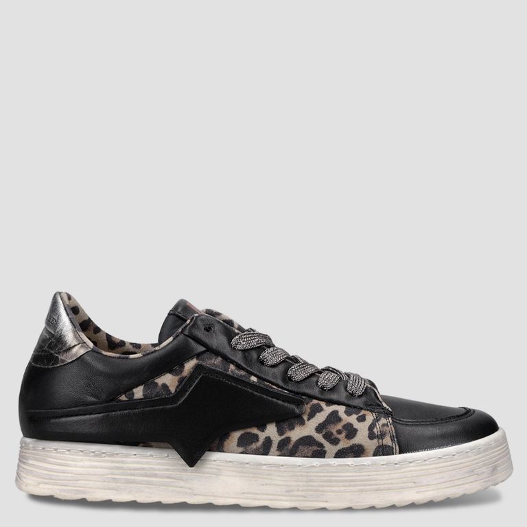Zapatilla Urbana Mujer Cuero Negro