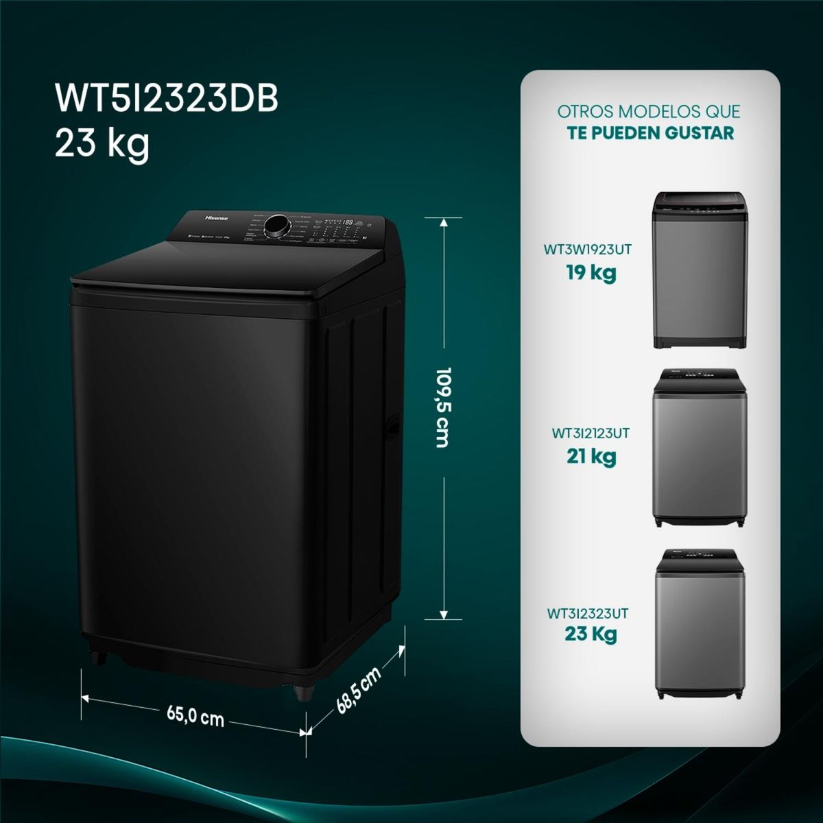 HISENSE - Lavadora de Carga Superior 23 Kg WT5I2323DB Hisense