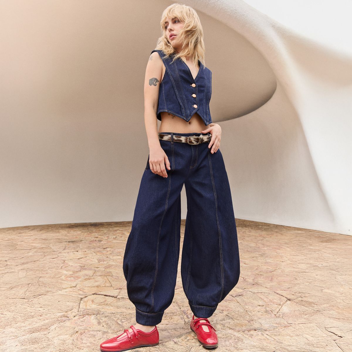 AMERICANINO - Jeans Balloon Tiro Medio Mujer Americanino