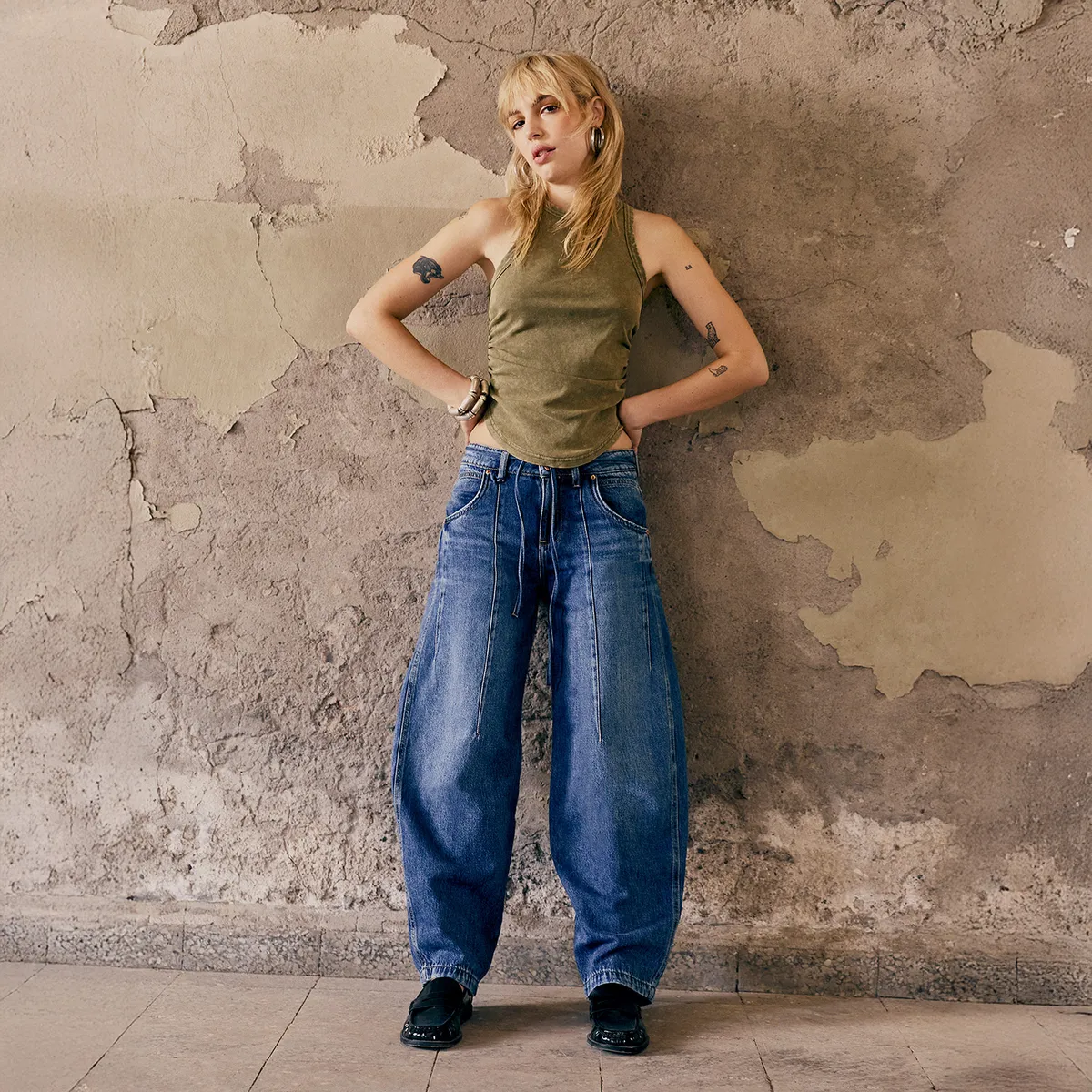 AMERICANINO - Jeans Balloon Tiro Medio Mujer Americanino