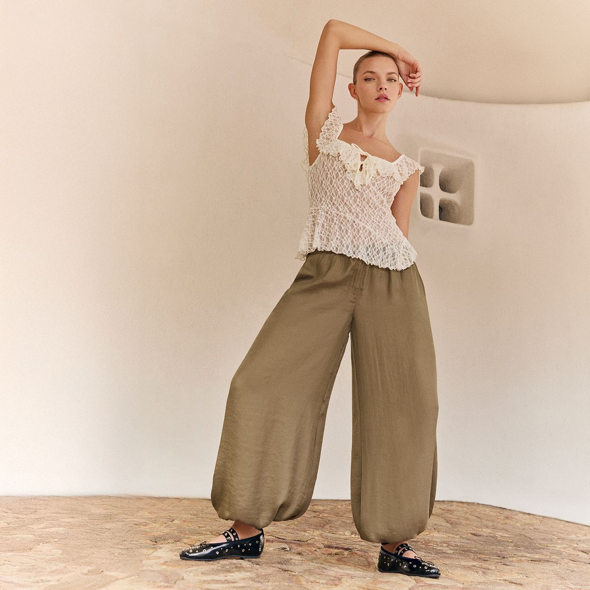 SYBILLA - Pantalón Balloon Satín Mujer Sybilla