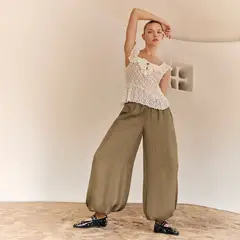 SYBILLA - Pantalón Balloon Satín Mujer