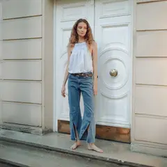 RUPHA - Jeans Wide Leg Tiro Medio Mujer