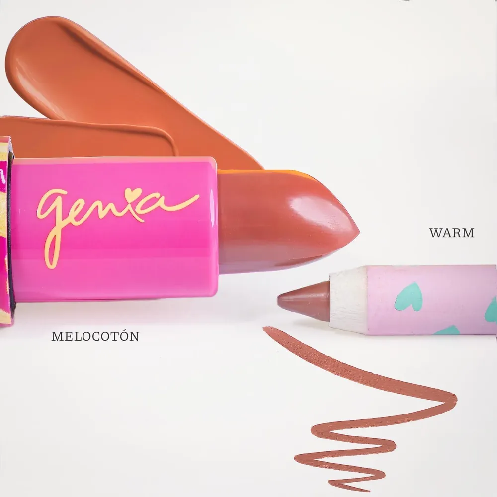 Genia Beauty Dúo Peachywarm Lápiz Labial y Delineador, foto 3