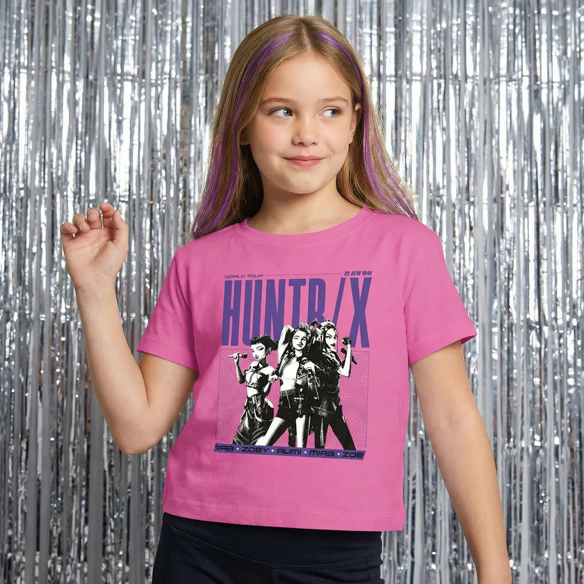 KPOP DEMON HUNTERS - Polera Niña Guerreras KPop Demon Hunters Rosada