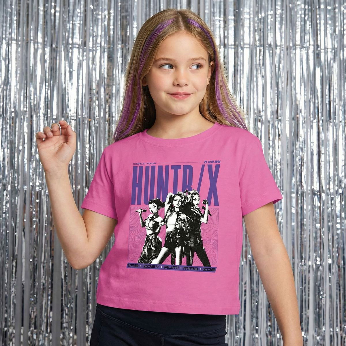 KPOP DEMON HUNTERS - Polera Niña Guerreras KPop Demon Hunters Rosada