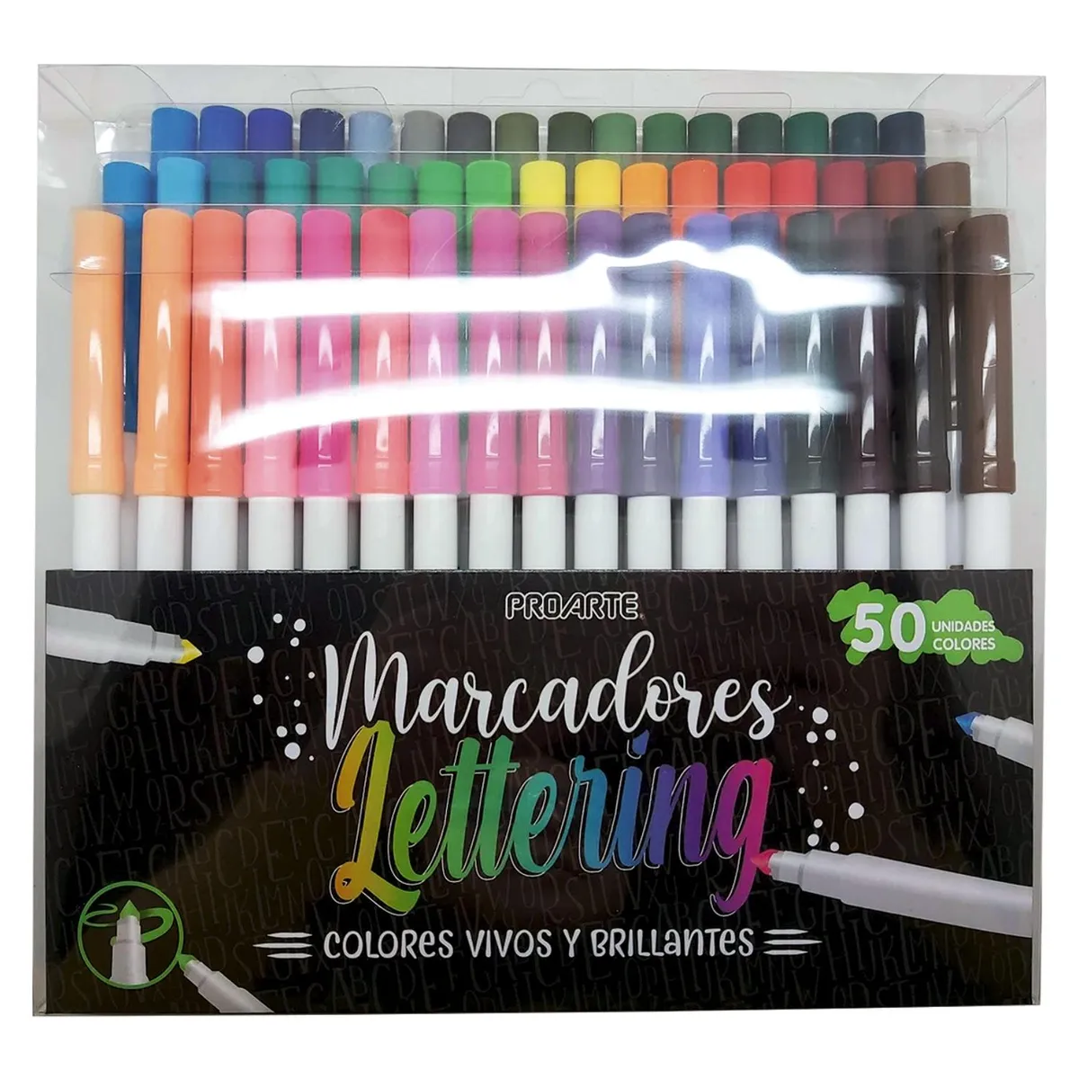 PROARTE - Marcadores Lettering Punta Conica 50 Colores