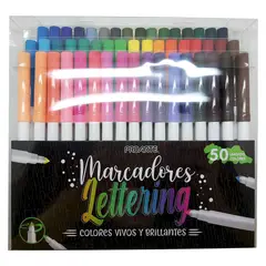 PROARTE - Marcadores Lettering Punta Conica 50 Colores