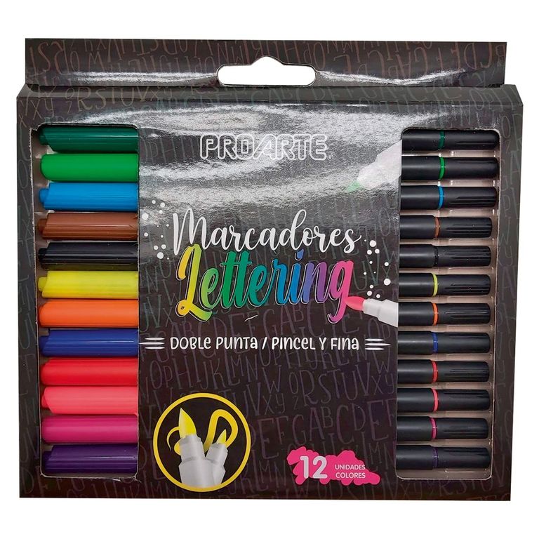 Marcadores Lettering Doble Punta 12 Colores