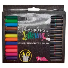 PROARTE - Marcadores Lettering Doble Punta 12 Colores