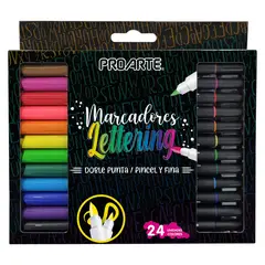 PROARTE - Marcadores Lettering Doble Punta 24 Colores