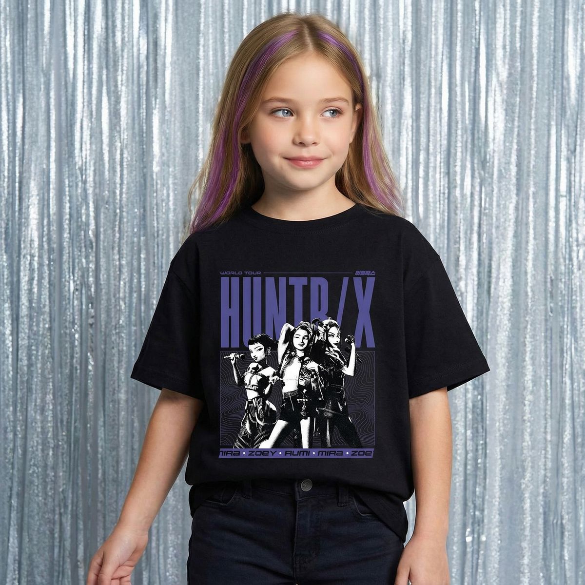 KPOP DEMON HUNTERS - Polera Niña Guerreras KPop Demon Hunters Negra