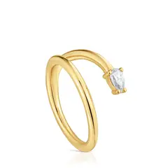 TOUS - Anillo con Baño de Oro 18 Kt Sobre Plata y Diamante Mujer