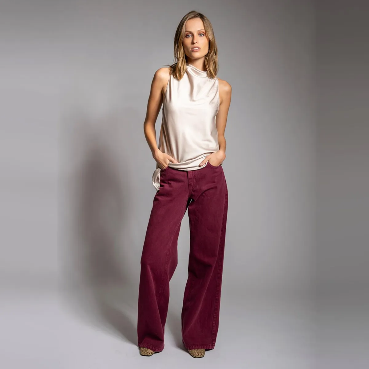 LOLITA LPK - Jeans Josefa Wide Leg Burdeo Mujer Lolita LPK
