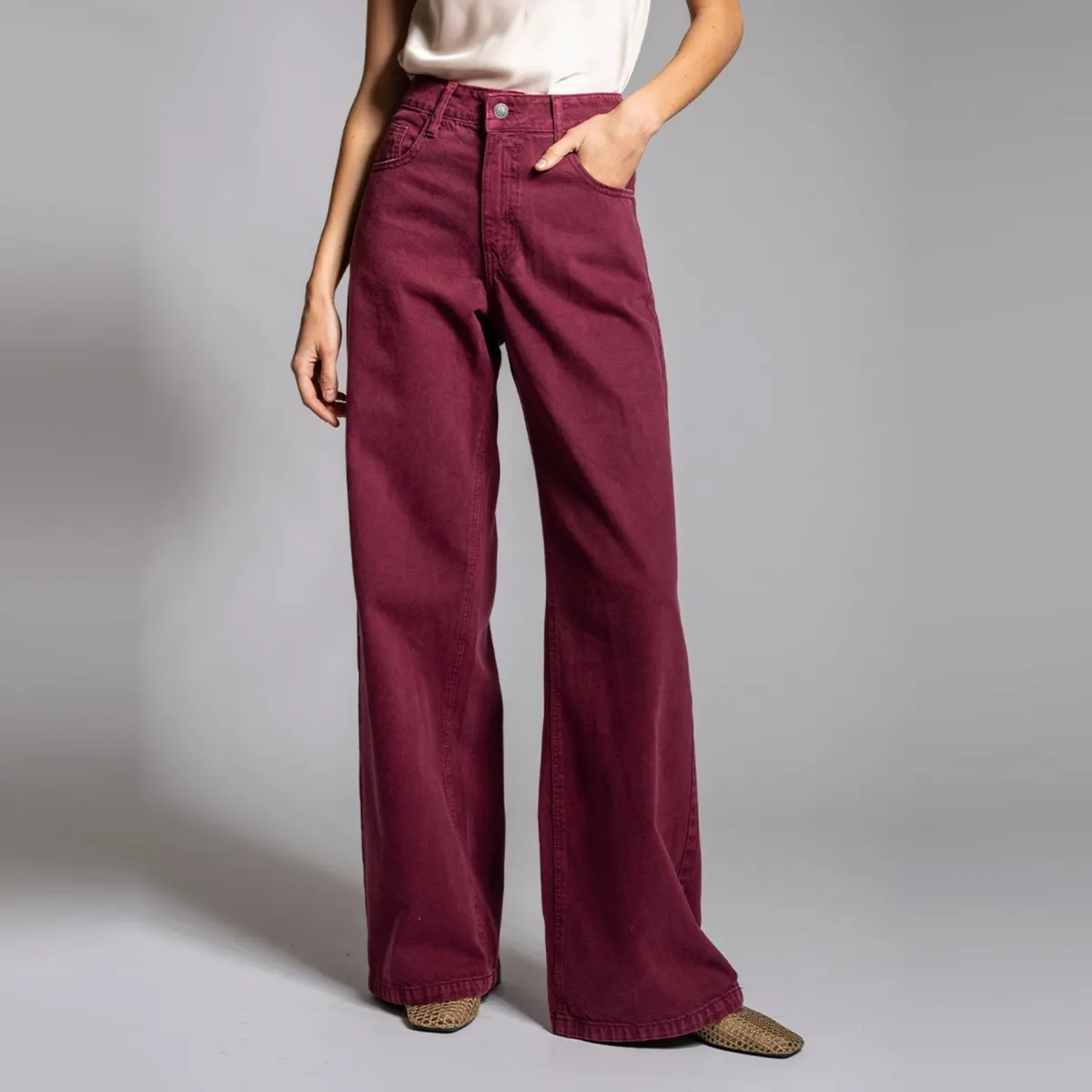 LOLITA LPK - Jeans Josefa Wide Leg Burdeo Mujer Lolita LPK