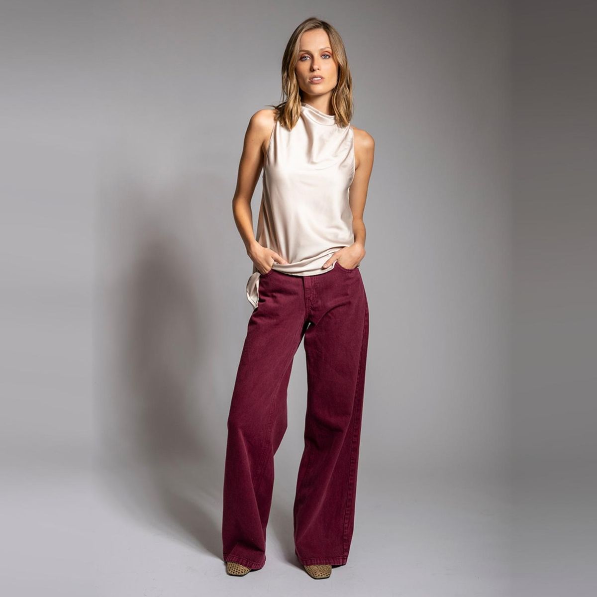 LOLITA LPK - Jeans Josefa Wide Leg Burdeo Mujer Lolita LPK