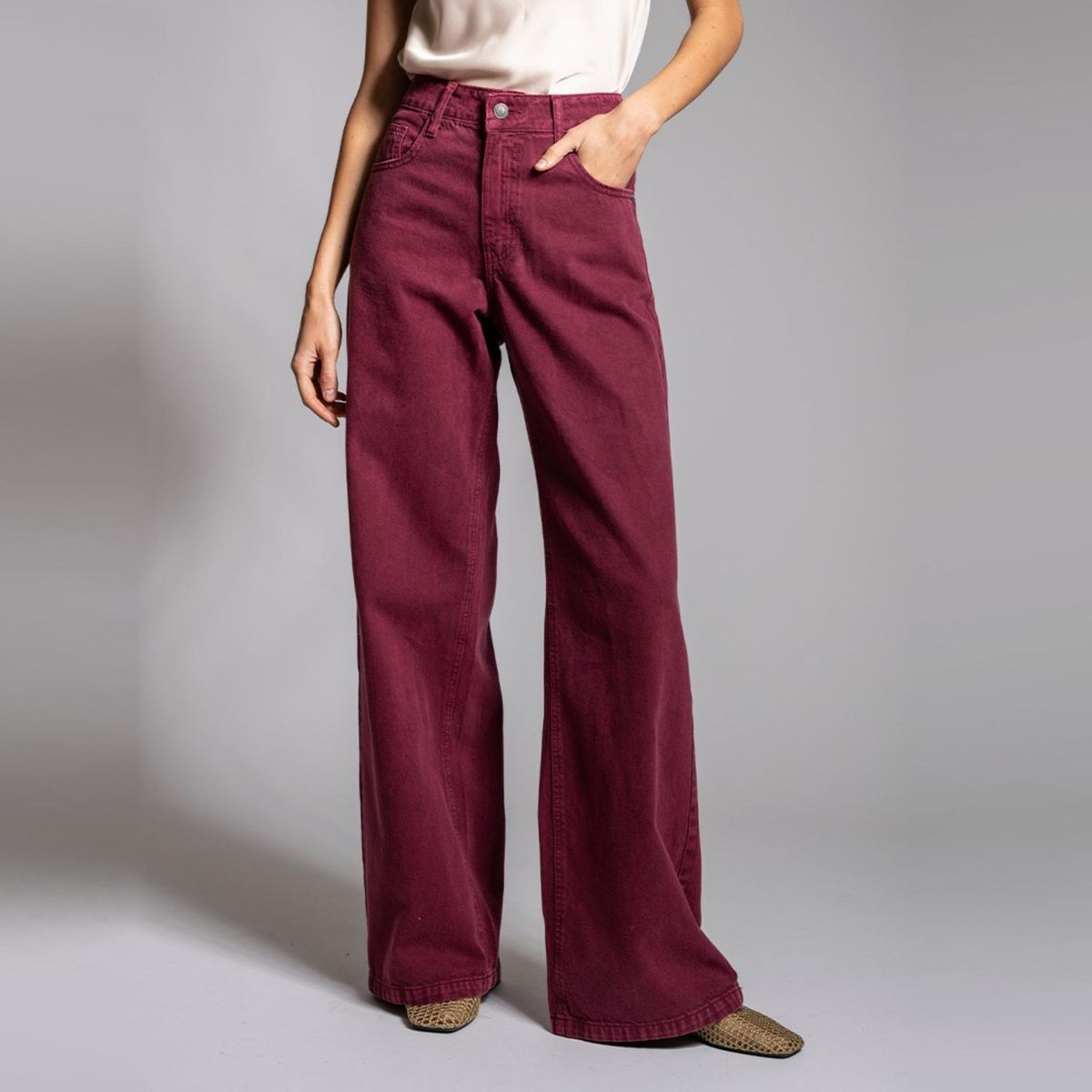 LOLITA LPK - Jeans Josefa Wide Leg Burdeo Mujer Lolita LPK