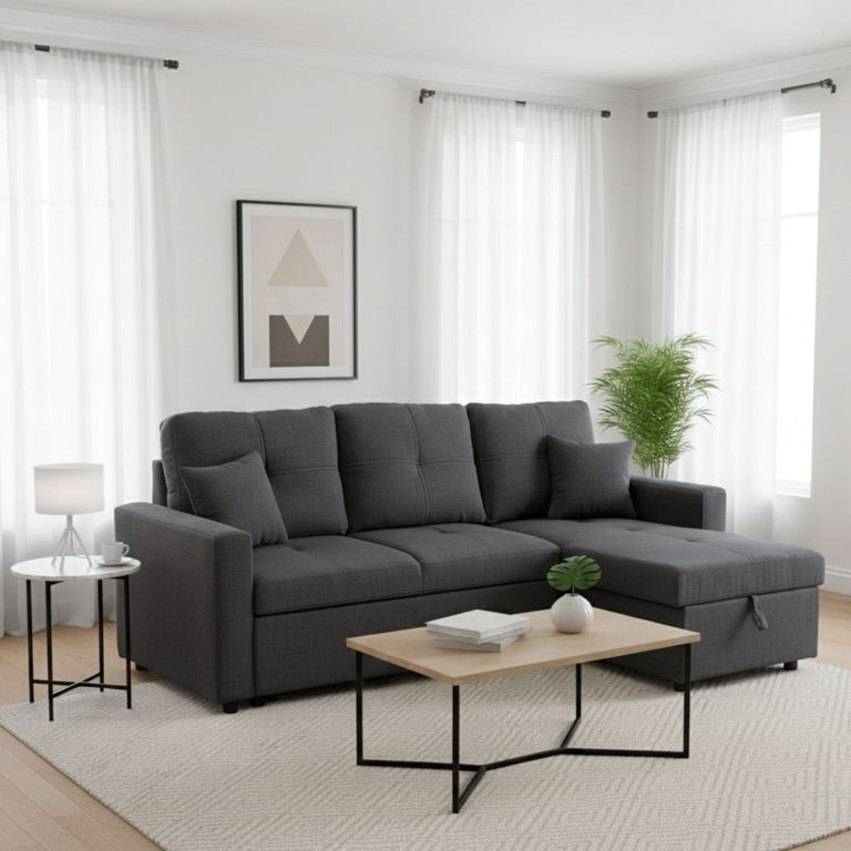 DANIELS Sofá Cama Beige Chaise Wing Lino