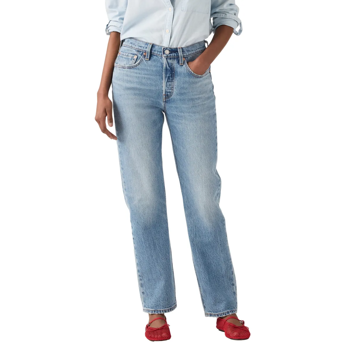 LEVIS - Jeans Mujer 501 Original Straight Azul Levis