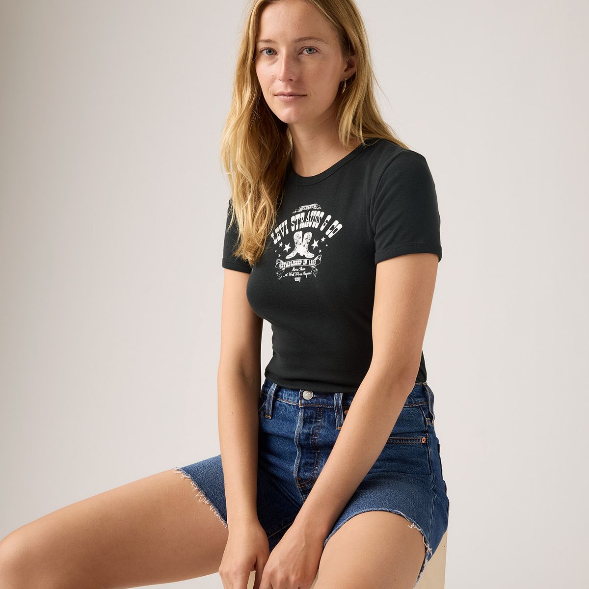 LEVIS - Polera Mujer Manga Corta Slim Fit Negro Levis