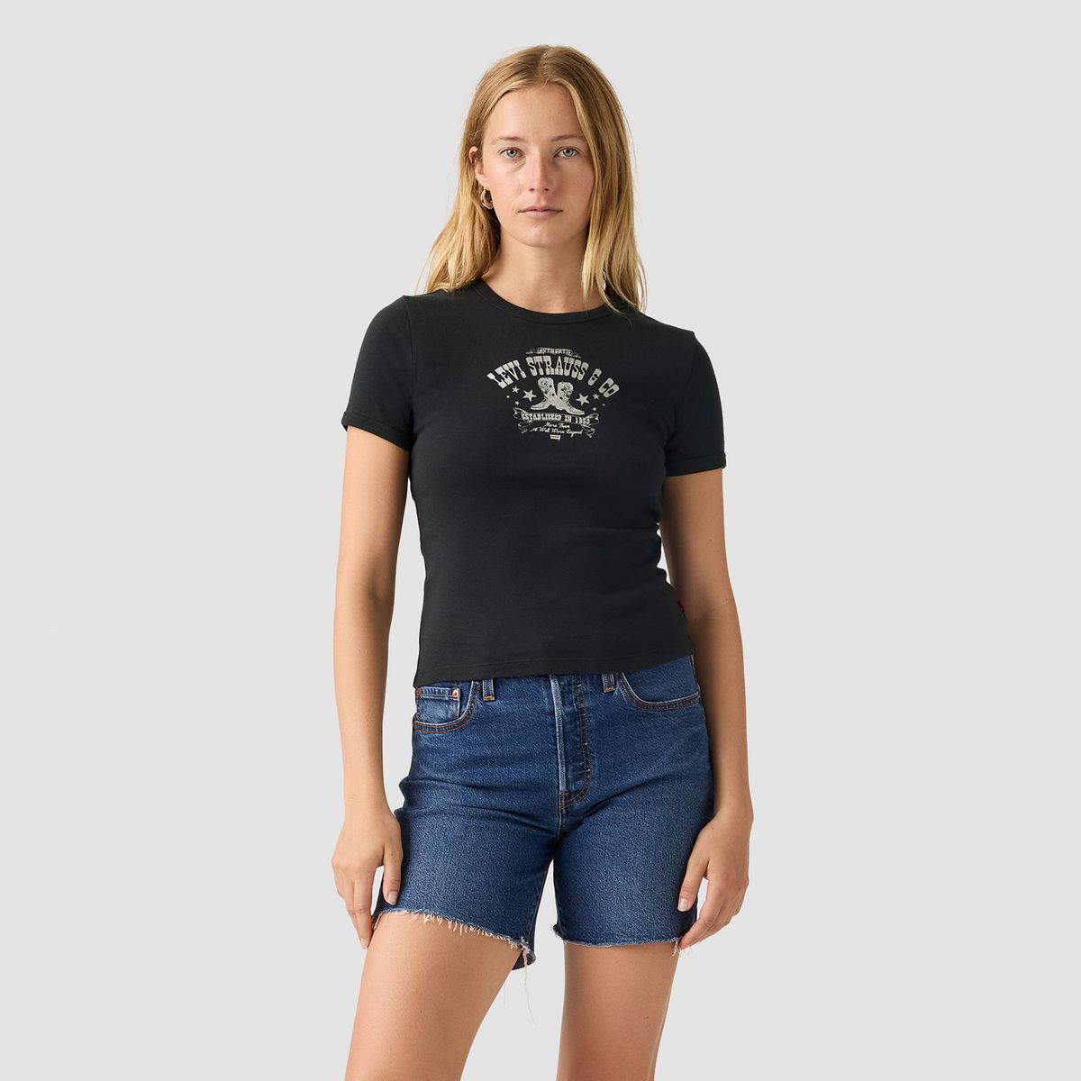 LEVIS - Polera Mujer Manga Corta Slim Fit Negro Levis