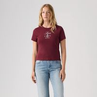 Polera Mujer Manga Corta Slim Fit Burdeo