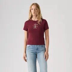 LEVIS - Polera Mujer Manga Corta Slim Fit Burdeo