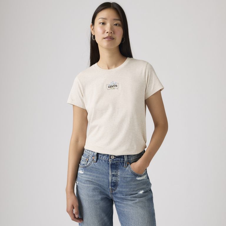 Polera Mujer Manga Corta Regular Fit Crema