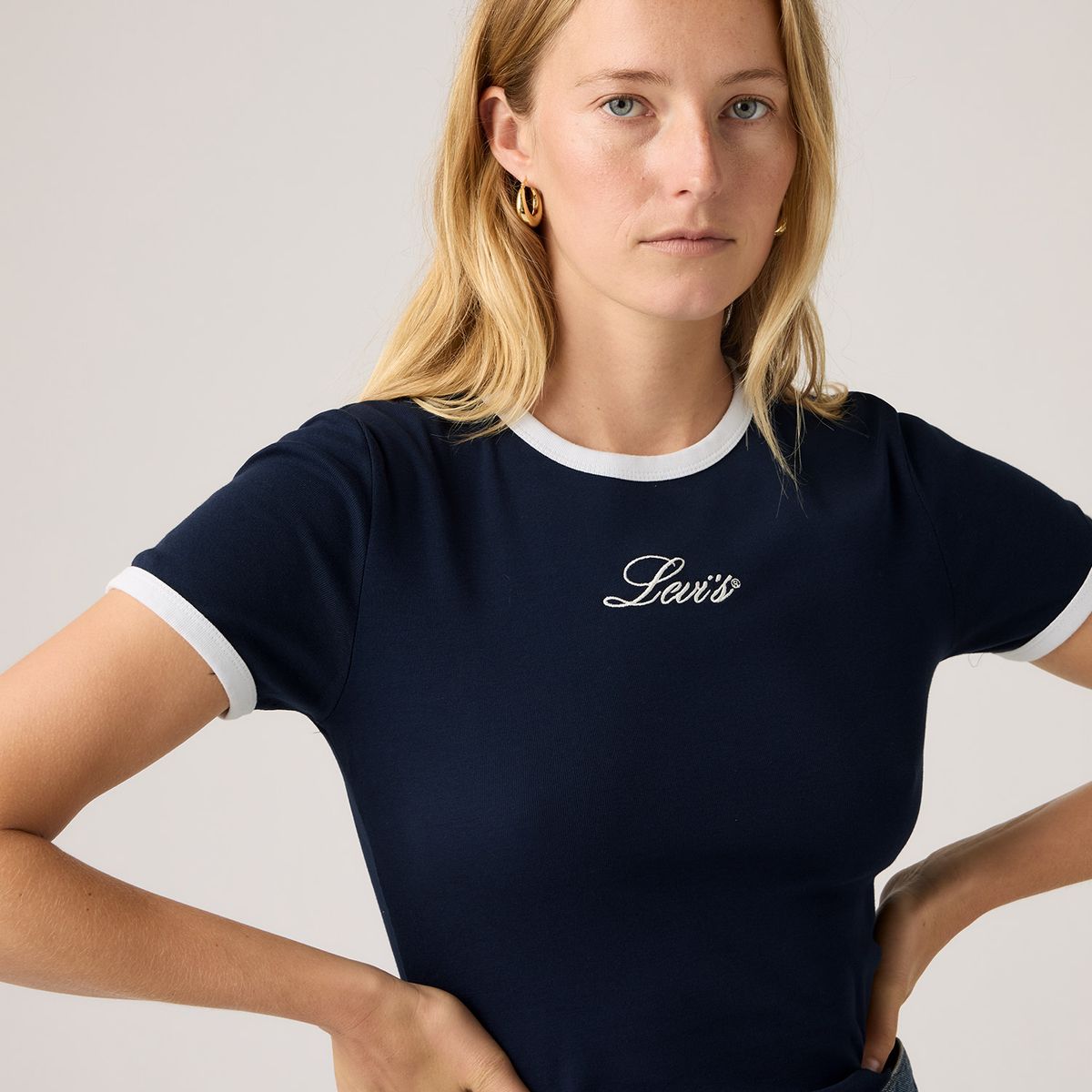 LEVIS - Polera Mujer Manga Corta Slim Fit Azul  Levis