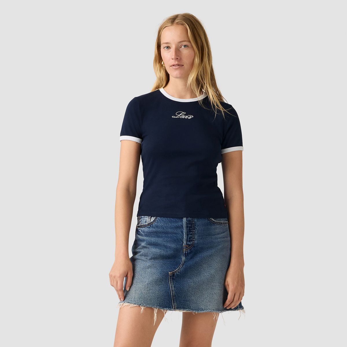 LEVIS - Polera Mujer Manga Corta Slim Fit Azul  Levis