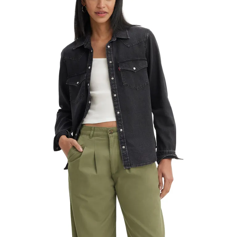 Camisa Mujer Denim Negro