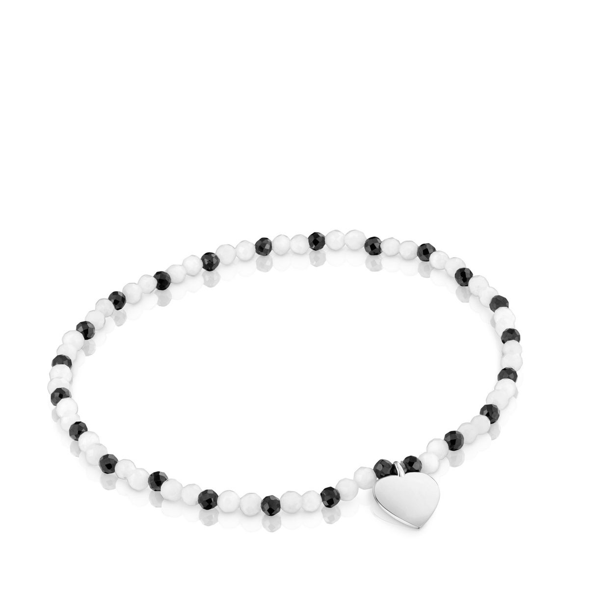 TOUS - Pulsera Elástica con Calcedónia, Espinelas y Corazón de Plata Motivos Mujer Tous