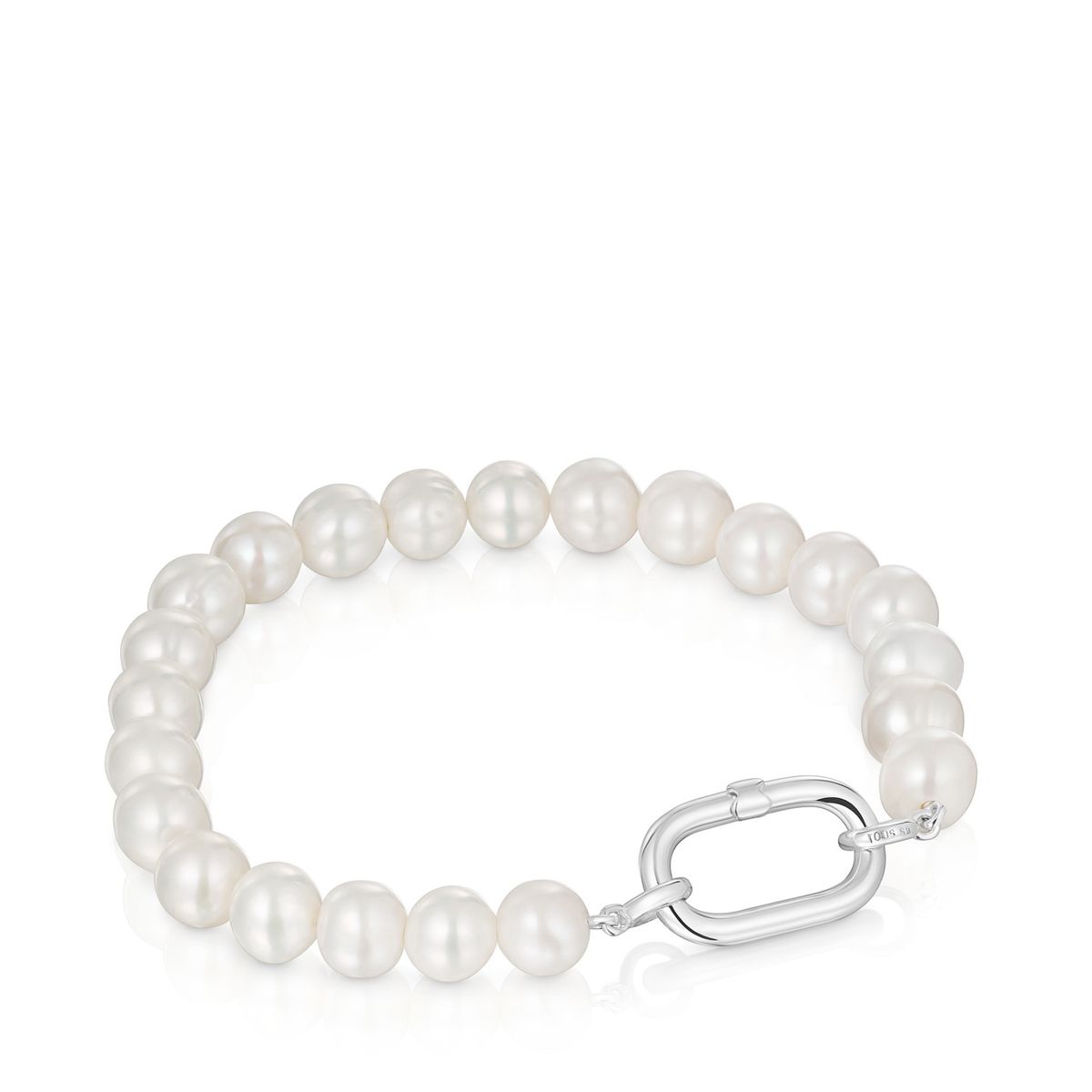TOUS - Pulsera con Perlas Cultivadas y Anilla de Plata Hold Oval Mujer Tous