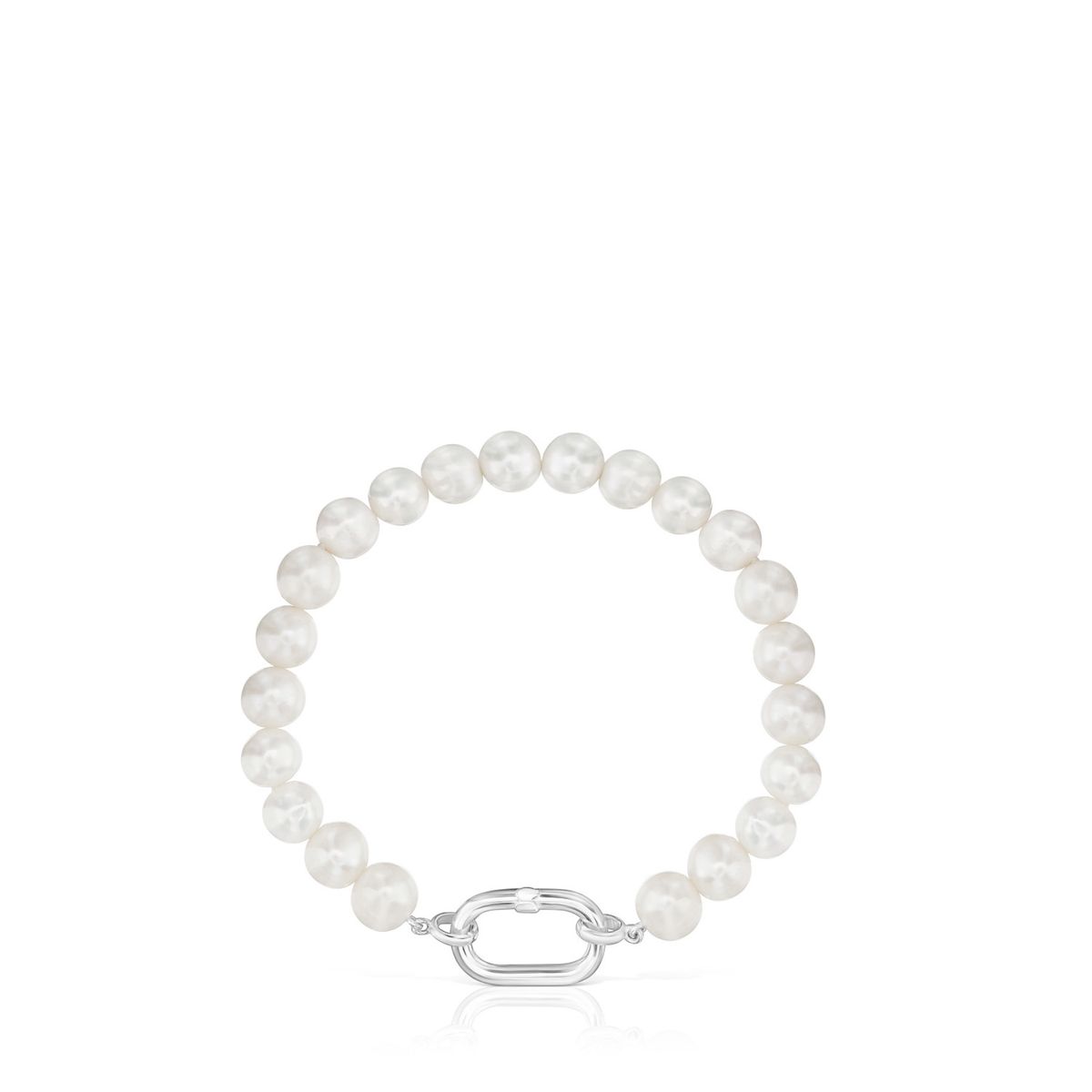TOUS - Pulsera con Perlas Cultivadas y Anilla de Plata Hold Oval Mujer Tous
