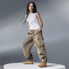 AMERICANINO - Jeans Cargo Parachute Tiro Medio Mujer