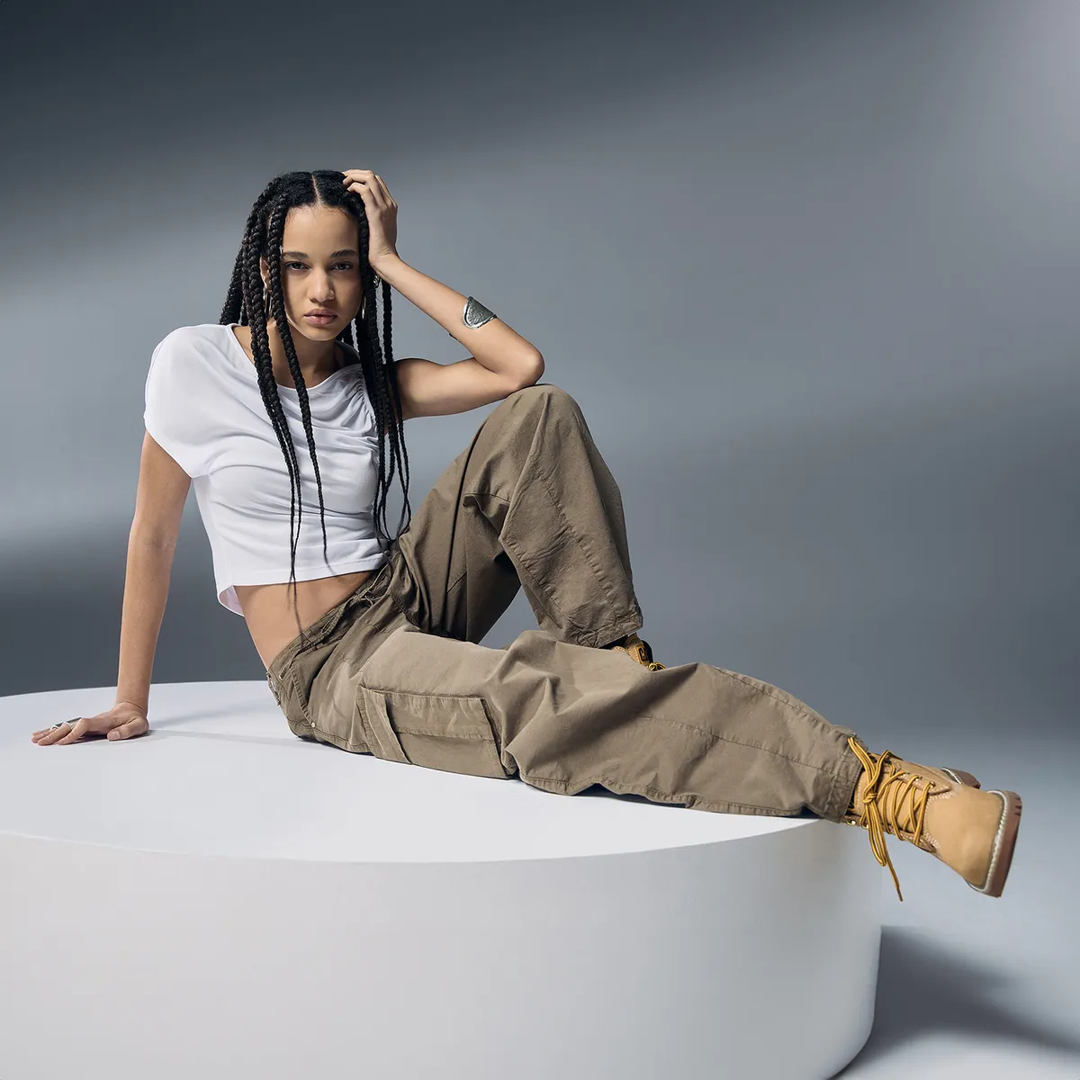 AMERICANINO - Jeans Cargo Parachute Tiro Medio Mujer Americanino