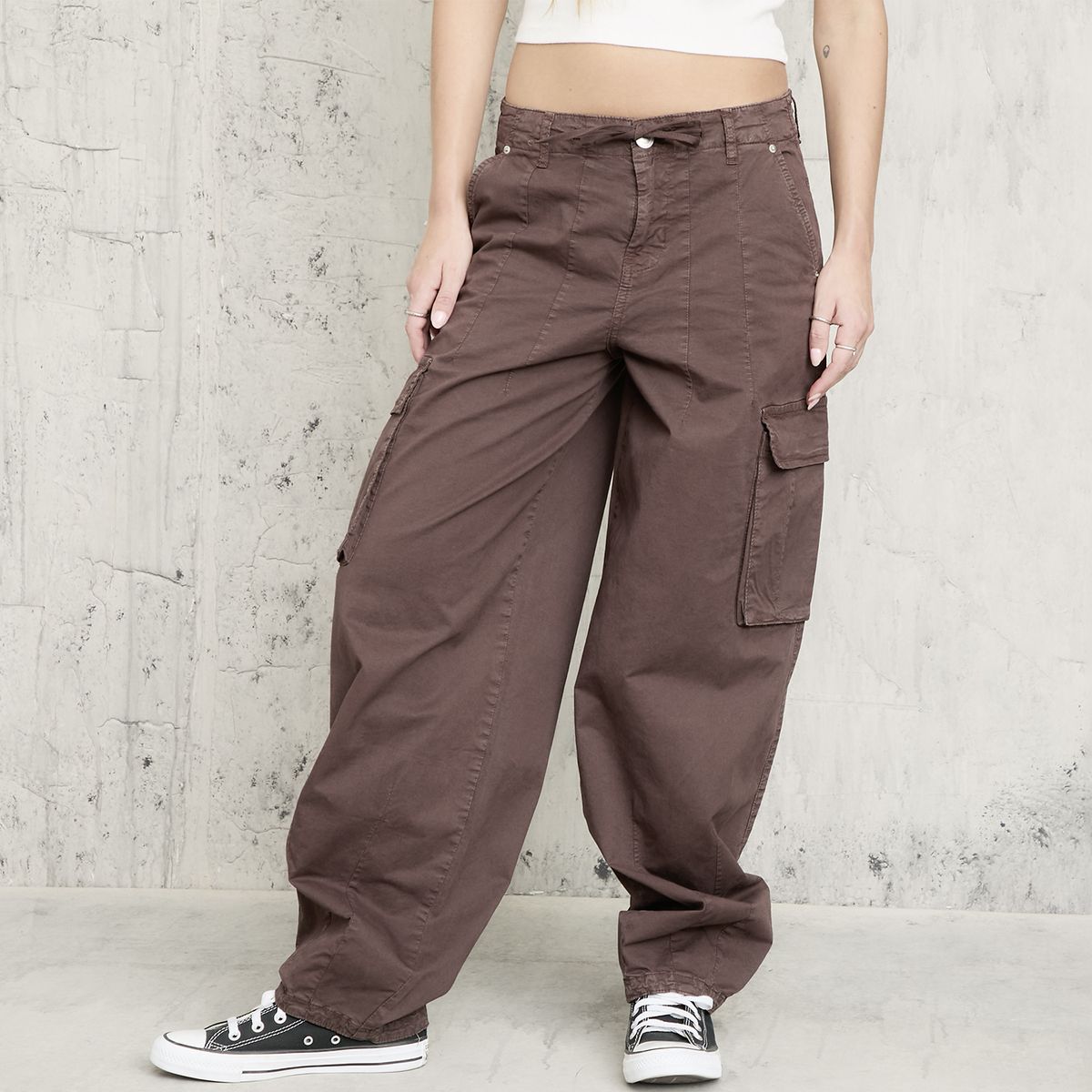 AMERICANINO - Jeans Cargo Parachute Tiro Medio Mujer Americanino