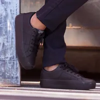 Zapatilla Escolar Niña Cuero Negro