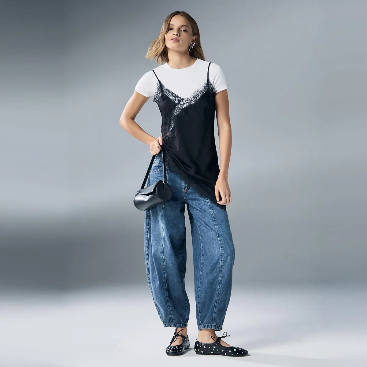 SYBILLA - Jeans Balloon Tiro Medio Mujer Sybilla